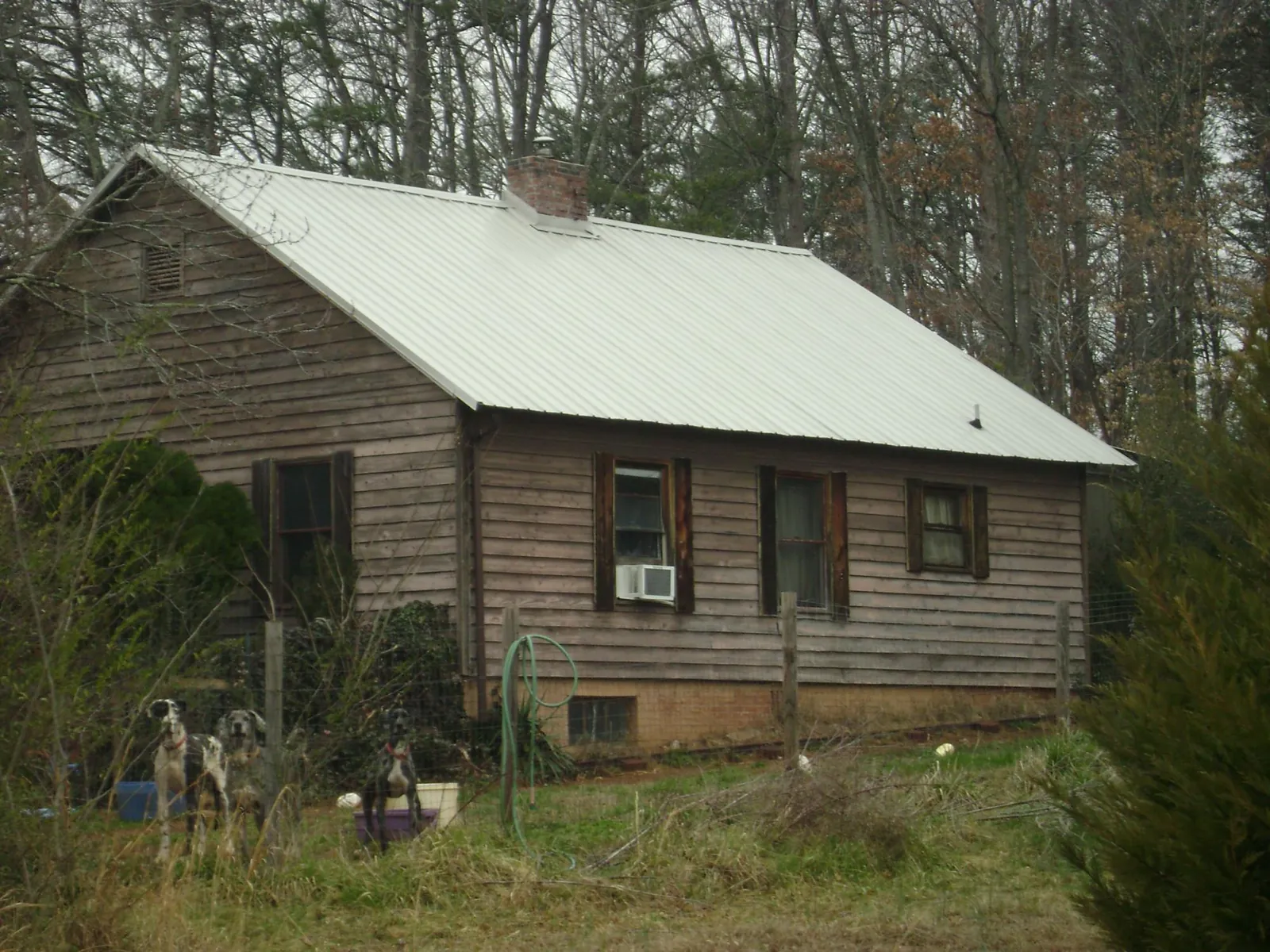 White metal roof on an old wood sided farmhouse, from a Asphalt Shingle Roof Repair job in Cosby